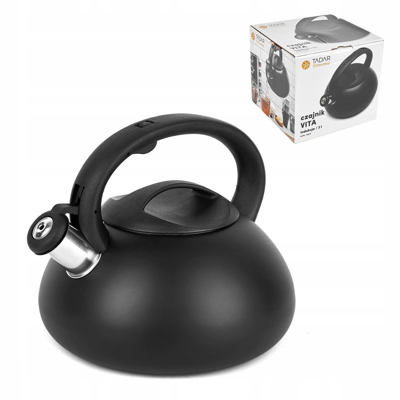 KETTLE with whistle for GAS INDUCTION black TRADITIONAL Tadar Vita 3 l