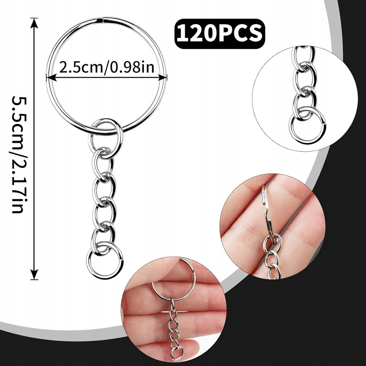 KEY RINGS 120 PIECES 25 MM KEY CHAINS SET ACCESSORIES METAL Brand no brand