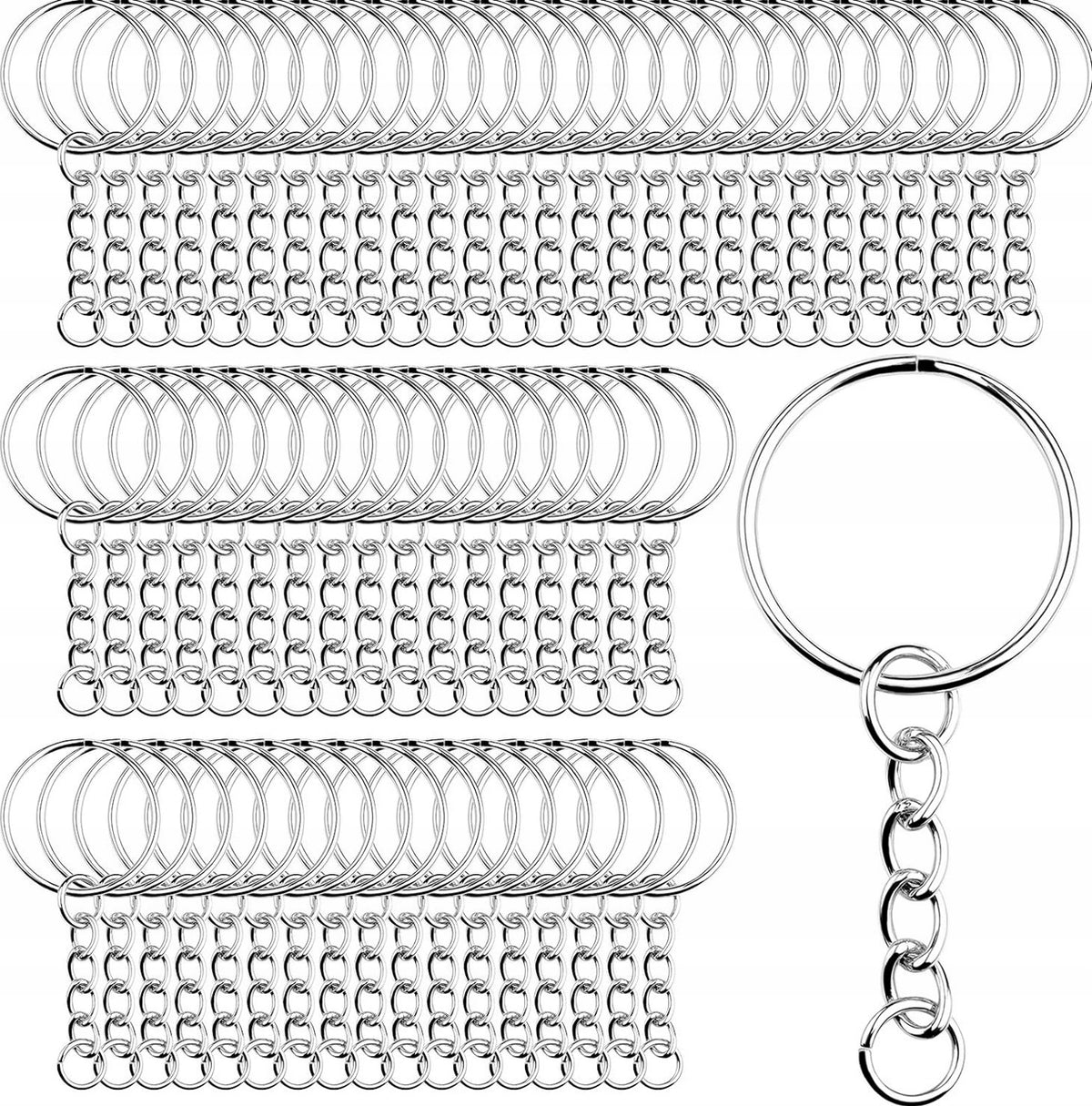 KEY RINGS 120 PIECES 25 MM KEY CHAINS SET ACCESSORIES METAL
