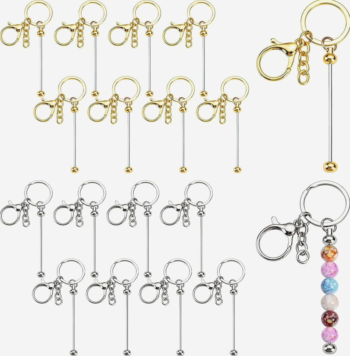 KEYCHAINS 16 PIECES SELF-MADE SET ACCESSORIES BEADS