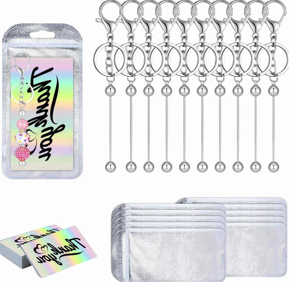 KEYCHAINS SET OF 30 PIECES METAL DIY FOR DIY BLANK CARDS