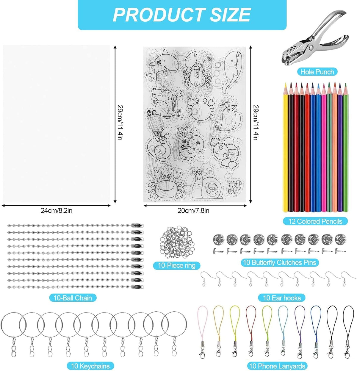 KEYCHAINS SET THERMOSPASM PLASTIC 183 PIECES ACCESSORIES PUNCH Brand no brand