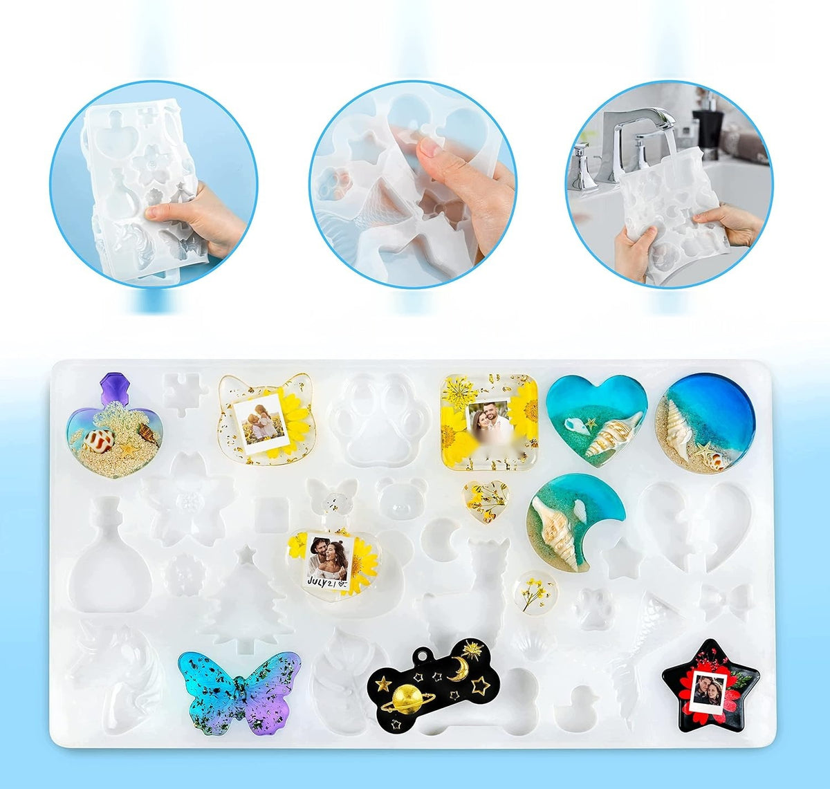 KEYCHAINS SILICONE MOLD SET 32 PIECES JEWELRY RESIN CASTINGS DIY Manufacturer code 5908140959941
