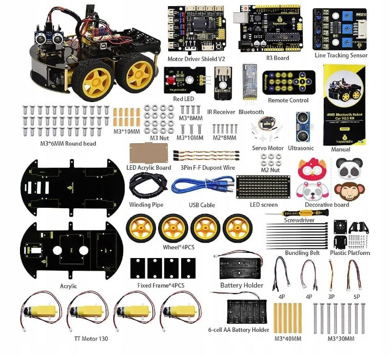 KEYESTUDIO 4WD Smart Car Robot Kit DIY Arduino IDE Educational Kit Brand Keyestudio