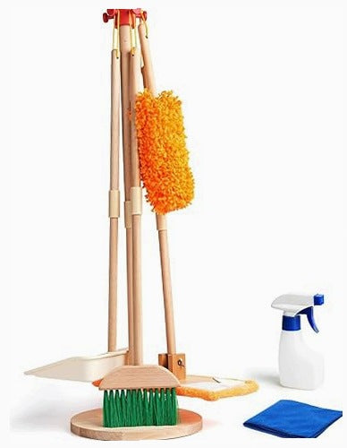 KIDS CLEANING KIT WOODEN MONTESSORI BROOM MOP FOR GIFT