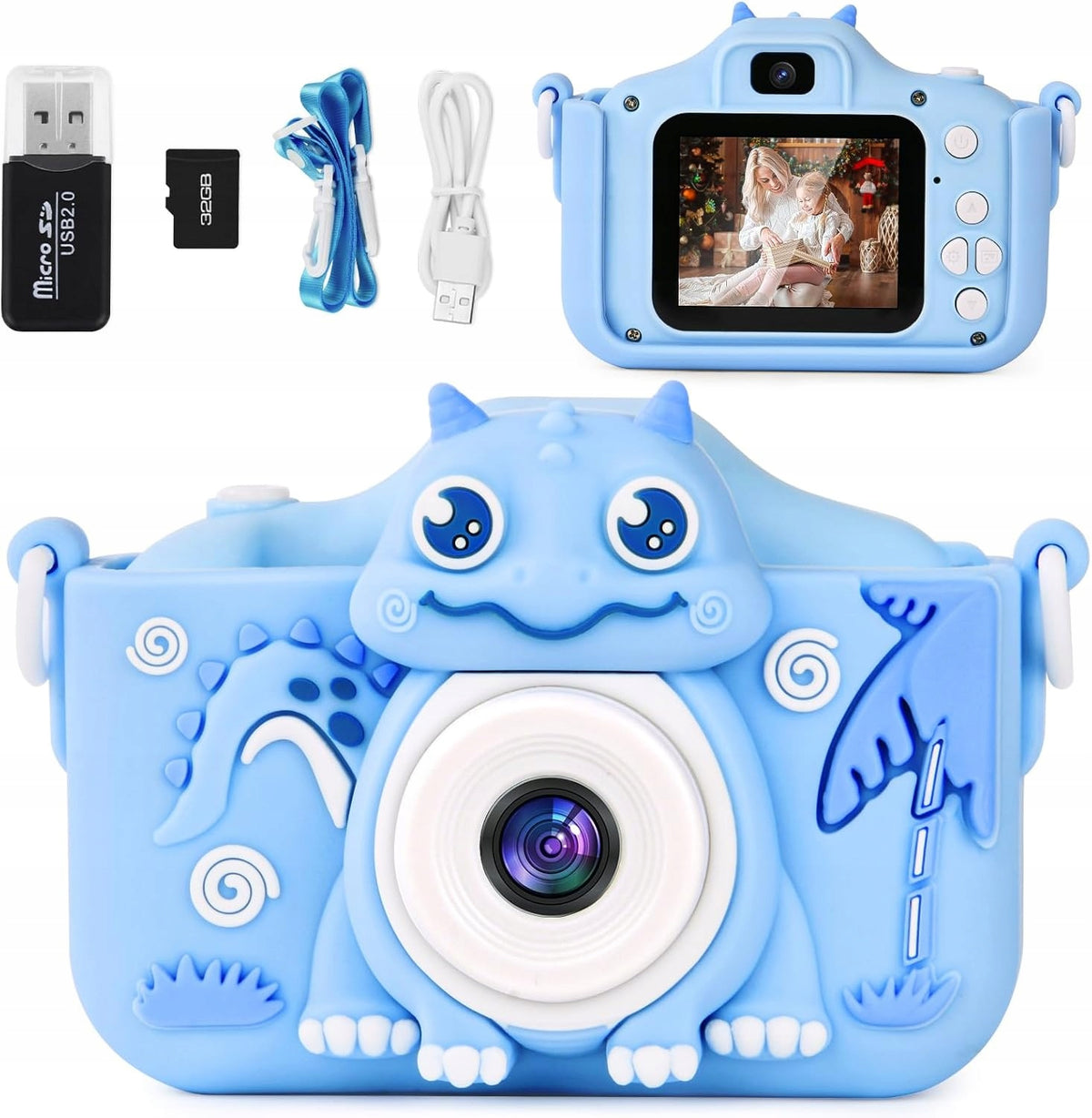 KIDS DIGITAL CAMERA 1080P HD 2" SELFIE SCREEN BLUE