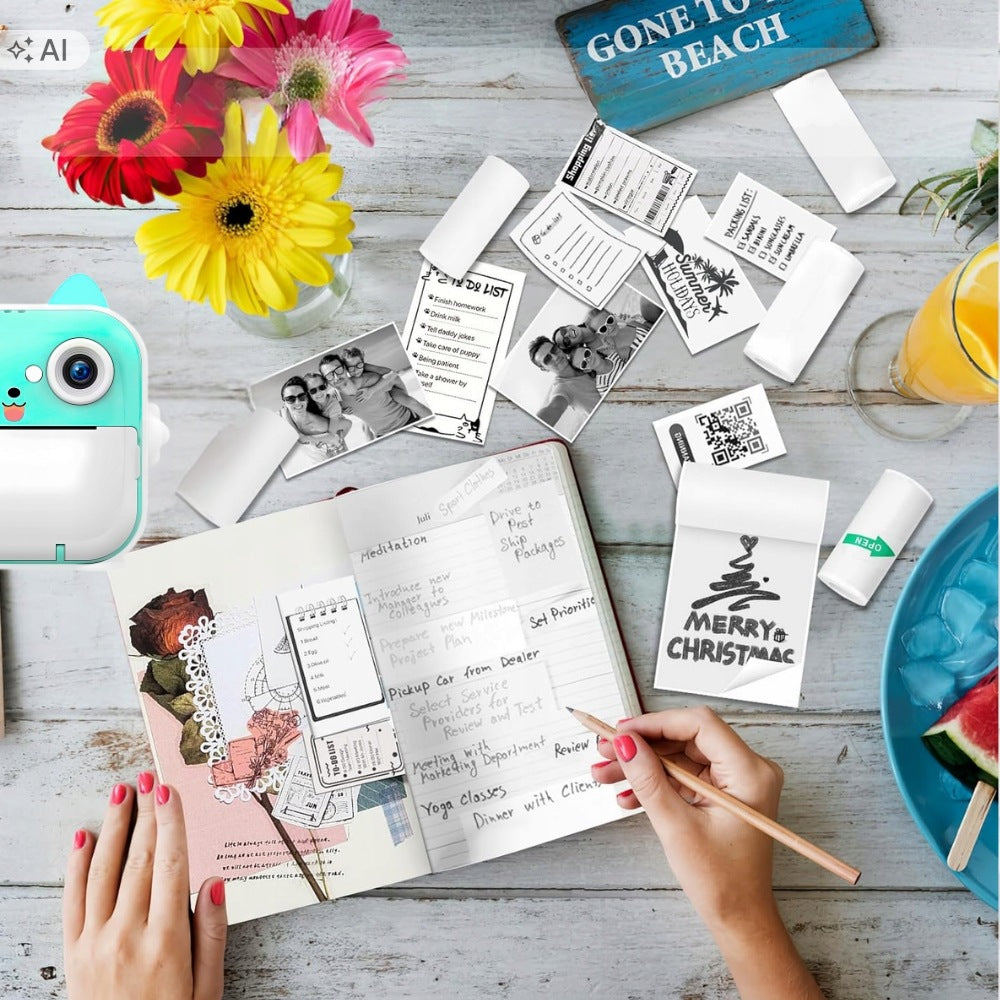 KIDS DIGITAL CAMERA INSTANT PRINTER MINI PRINTER AND 13 ROLLS Packaging status original