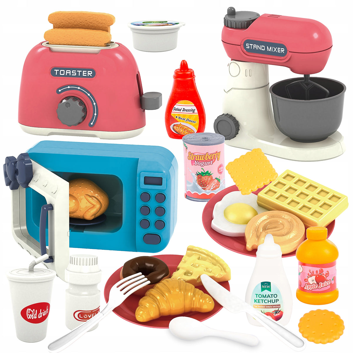 KIDS KITCHEN SET KITCHEN ACCESSORIES MICROWAVE MIXER TOASTER