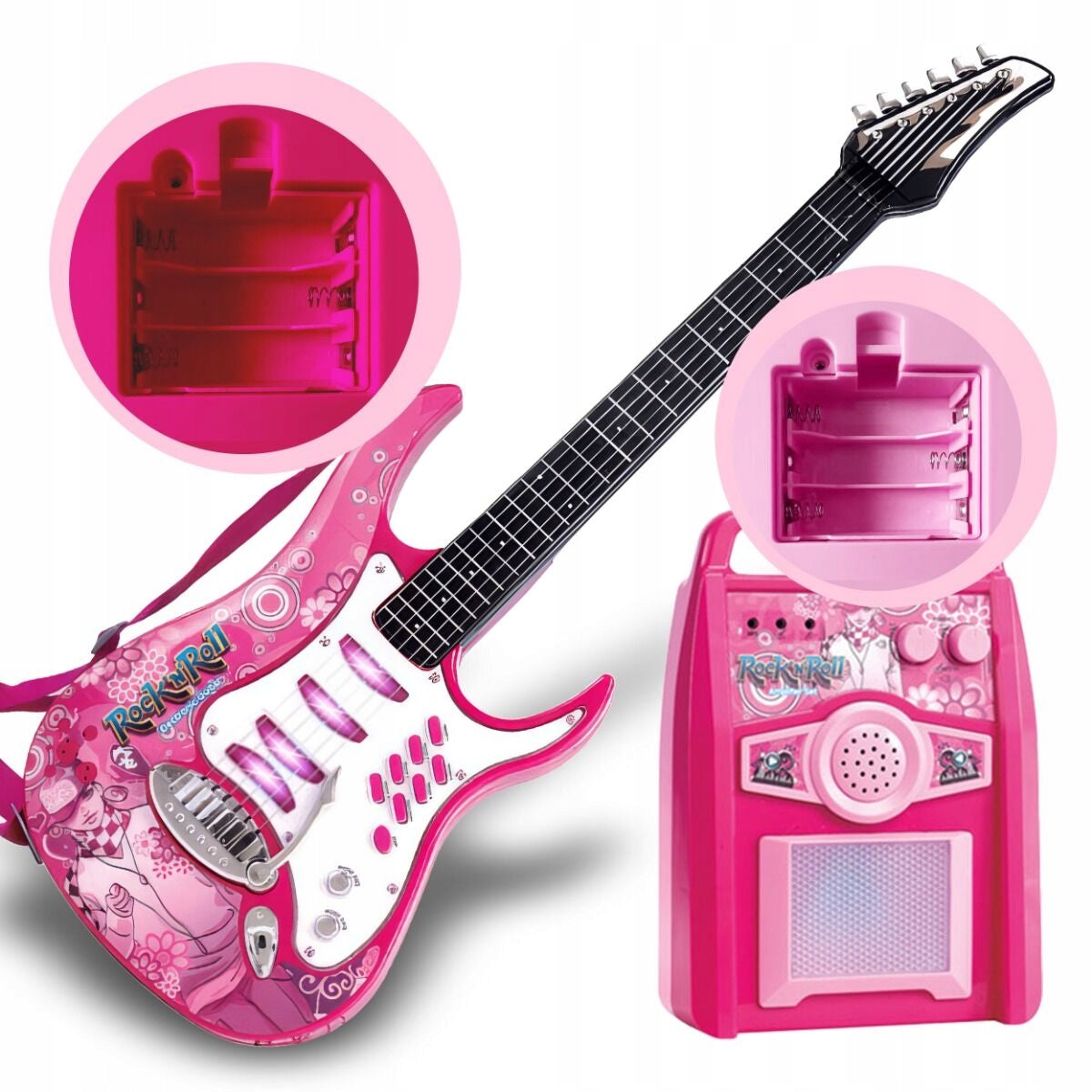 KIDS MUSIC SET ELECTRIC GUITAR PINK MICROPHONE FOR PLAY Brand Suprimo
