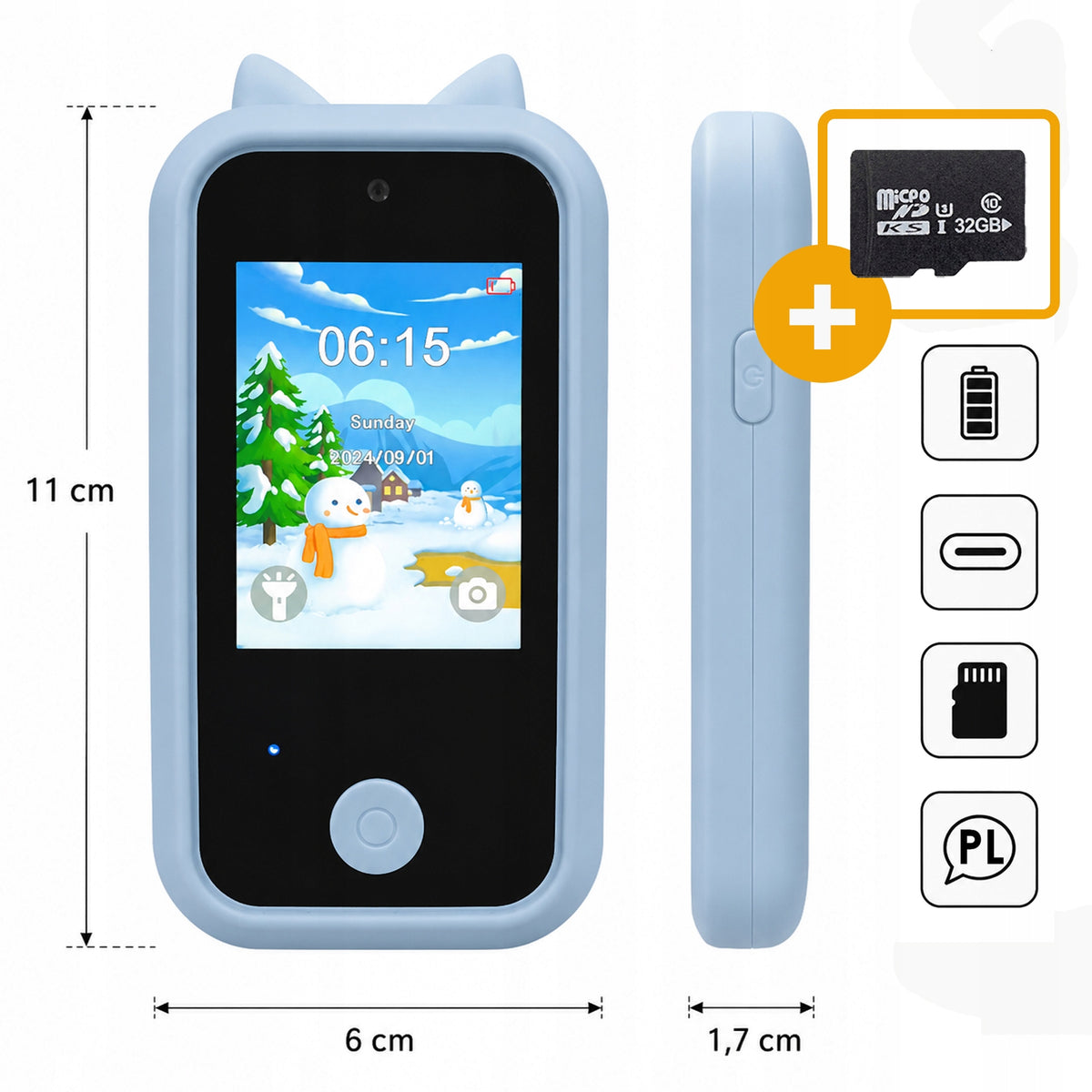 KIDS PHONE FUN SMARTPHONE WITH CAMERA AND GAMES + 32GB CARD Manufacturer code Z3462Z