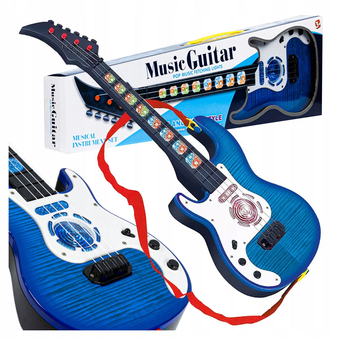 KIDS ROCK STRING GUITAR 5 MELODIES UKULELE SOUNDS + LED LIGHTS
