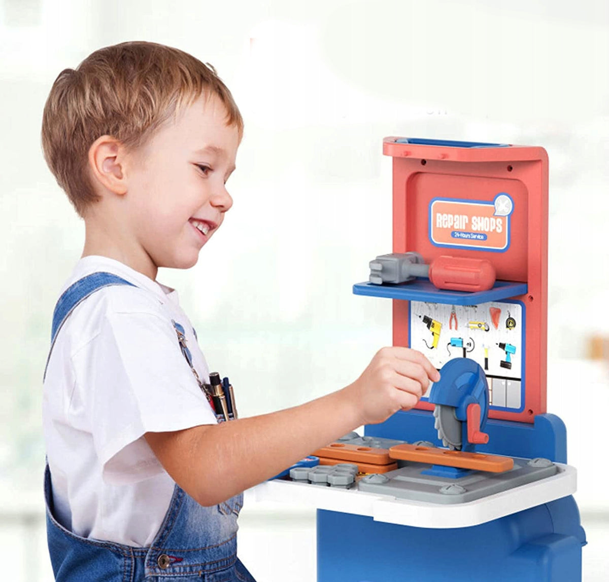 KIDS WORKSHOP DIY SUITCASE TOOLS SCREWDRIVER SAW HAMMER Brand Stator