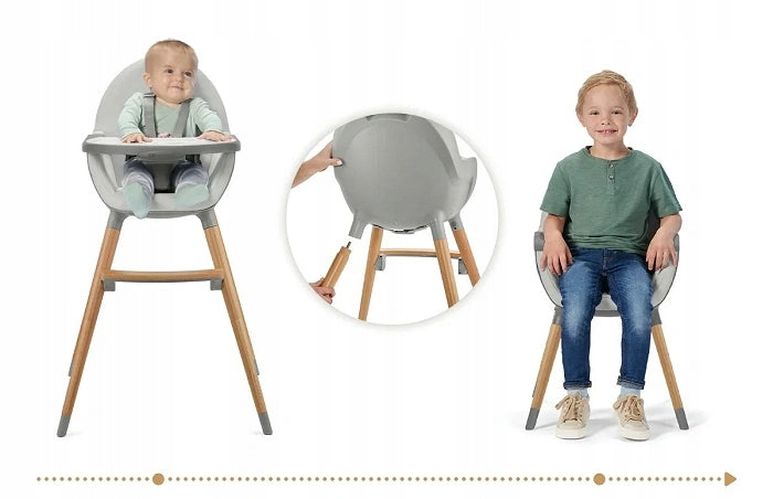 KINDERKRAFT 2IN1 HIGH CHAIR FINI 2 FOR WOODEN FEEDING WITH TABLE FROM 6 M Manufacturer code KHFINI02GRY0000