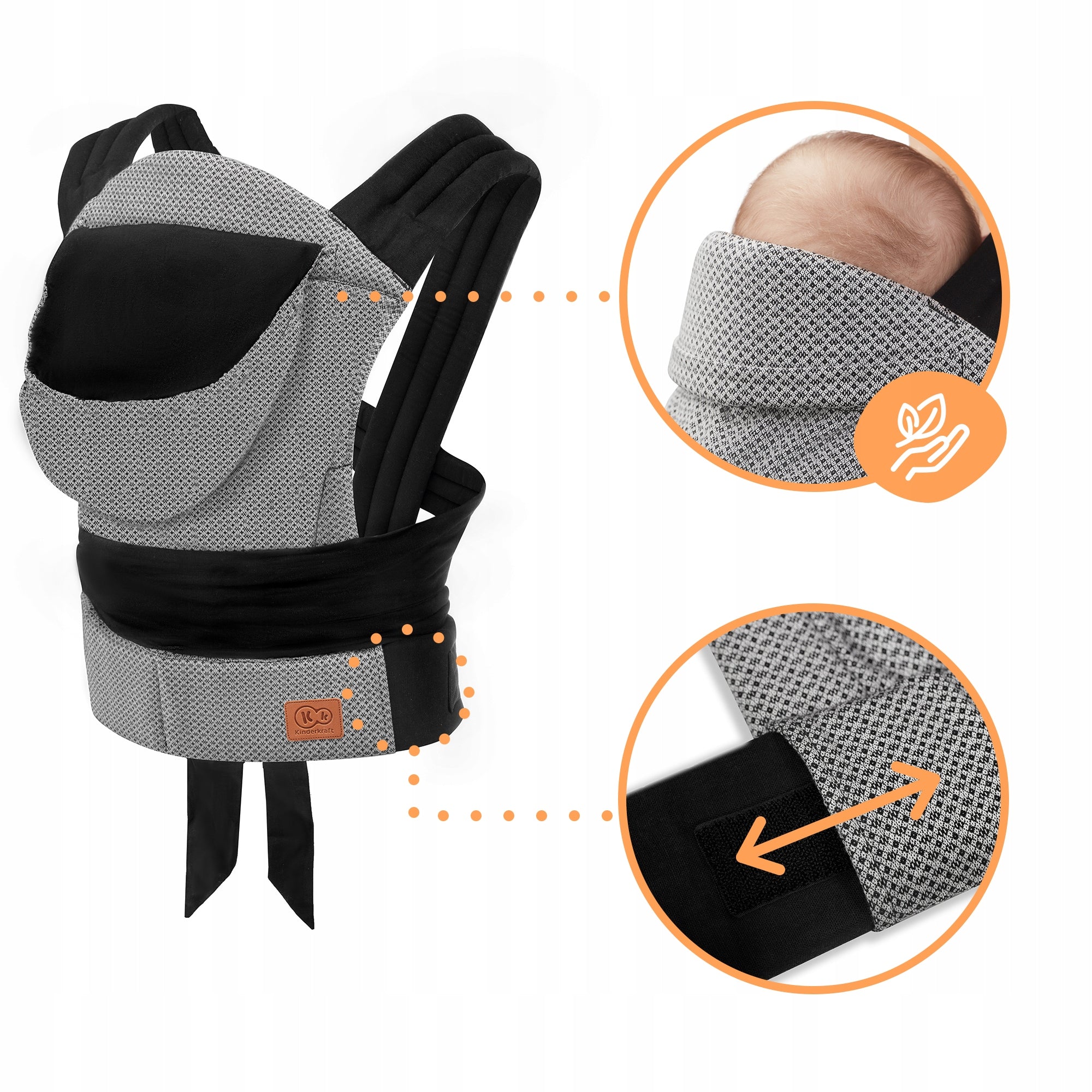 KINDERKRAFT Ergonomic carrier up to 20 kg ADOREE Grey Brand Kinderkraft