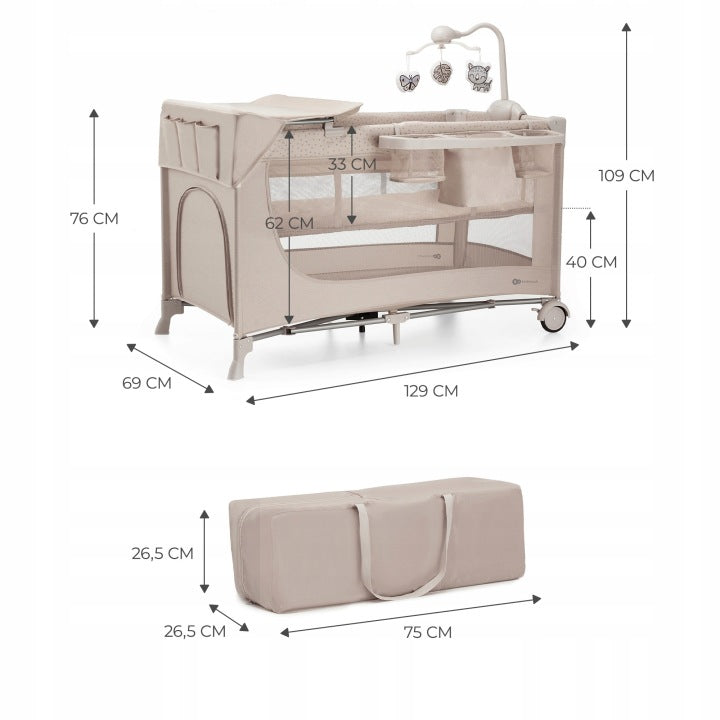 KINDERKRAFT JOY 2 WITH ACCESSORIES Travel cot 3in1 folding playpen Brand Kinderkraft