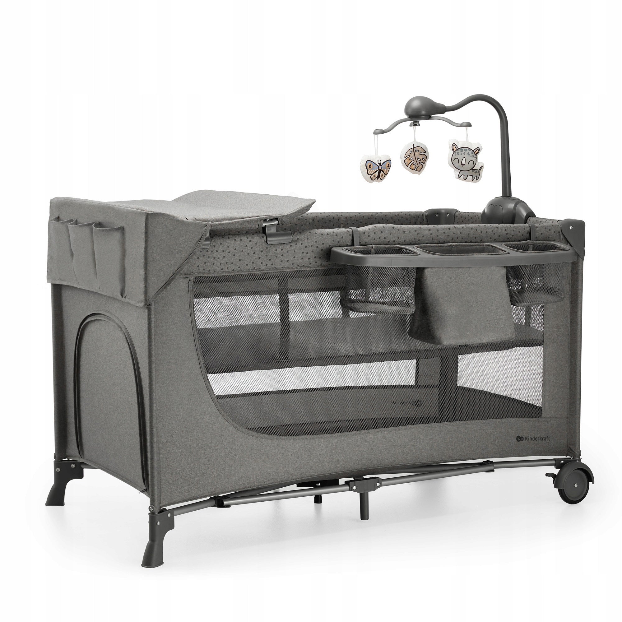 KINDERKRAFT JOY 2 WITH ACCESSORIES Travel cot 3in1 folding playpen Manufacturer code KLJOY02DGR000AC