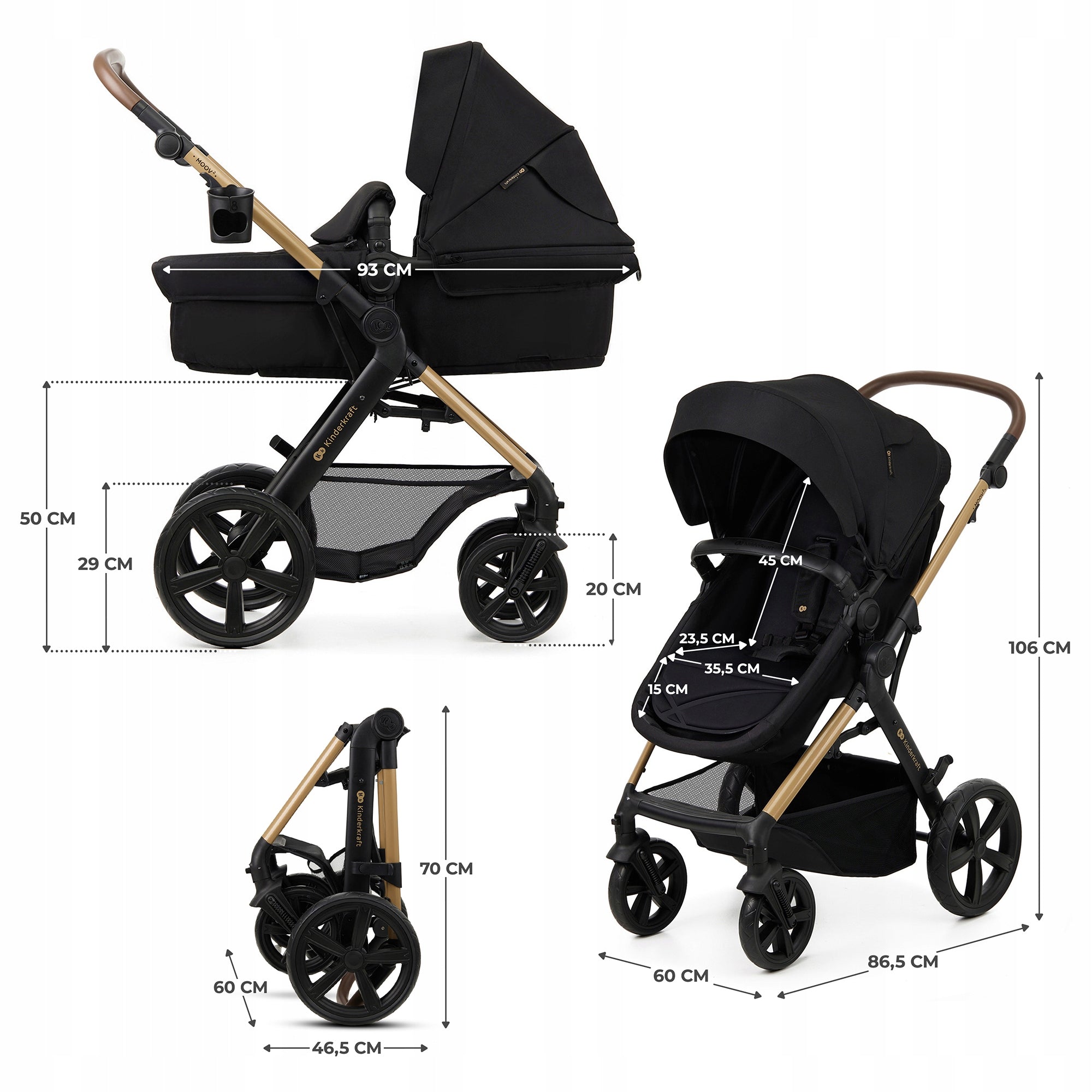 KINDERKRAFT MOOV 2 MULTIFUNCTIONAL DEEP-WALK TROLLEY 3IN1 PURE BLACK Manufacturer code KSMOOV02BLKEV00