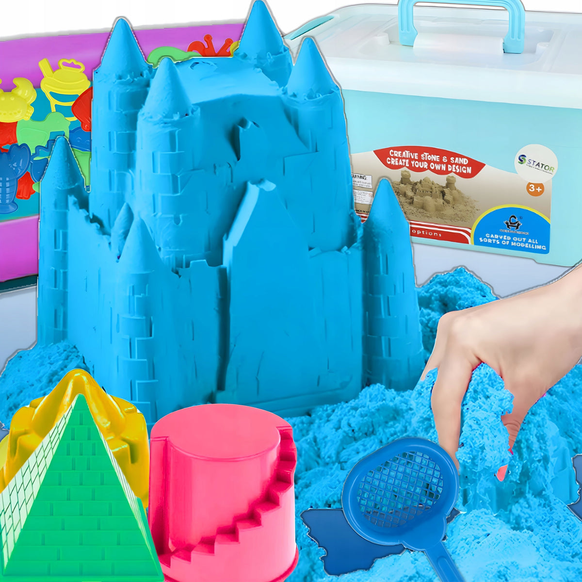 KINETIC SAND 3KG EDUCATIONAL SET SENSORY FUN SANDBOX 3+ Packaging status original