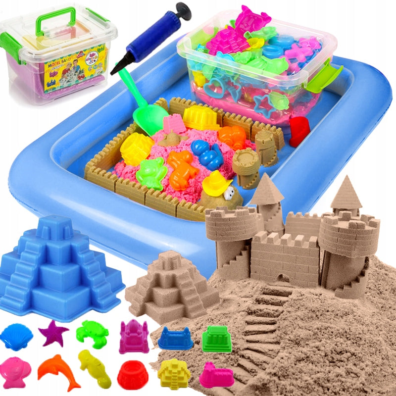 KINETIC SAND 3kg + MOLDS SPATULA PUMP POOL BUCKET SET XXL