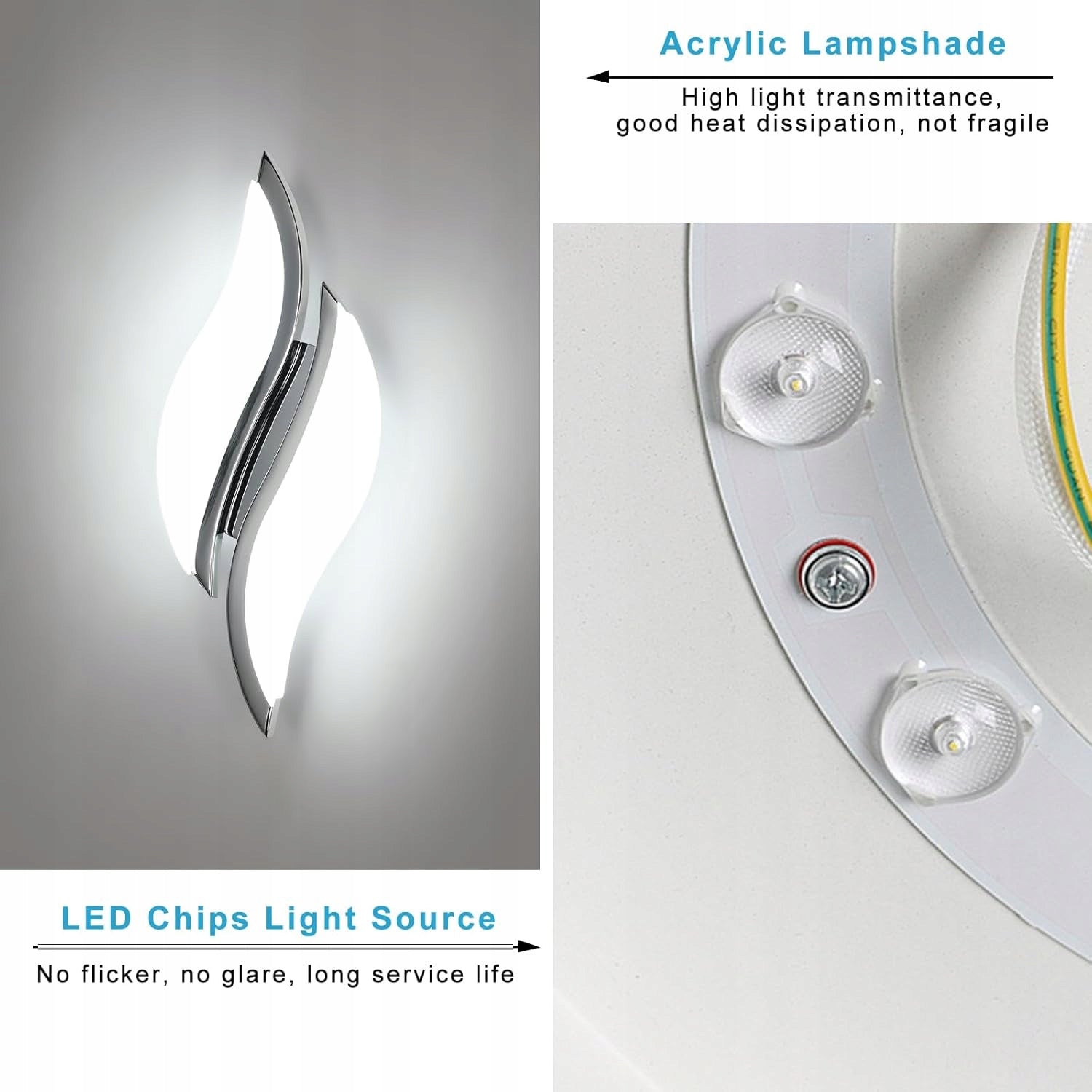 KINKIET CHROM LAMPA SCIENNA LED NOWOCZESNA DO SALONU KORYTARZ 6500K 12W Manufacturer code 30922815