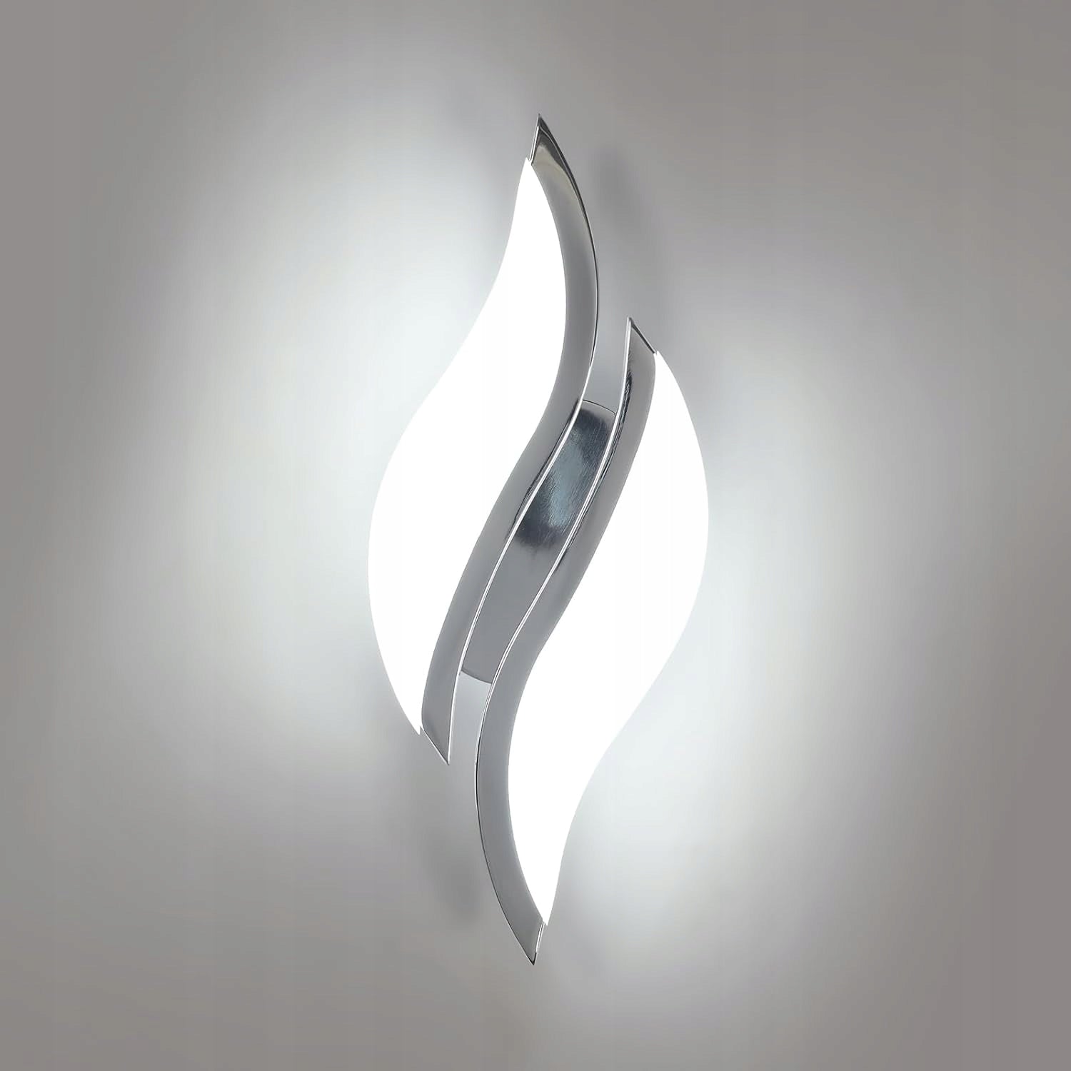 KINKIET CHROM LAMPA SCIENNA LED NOWOCZESNA DO SALONU KORYTARZ 6500K 12W