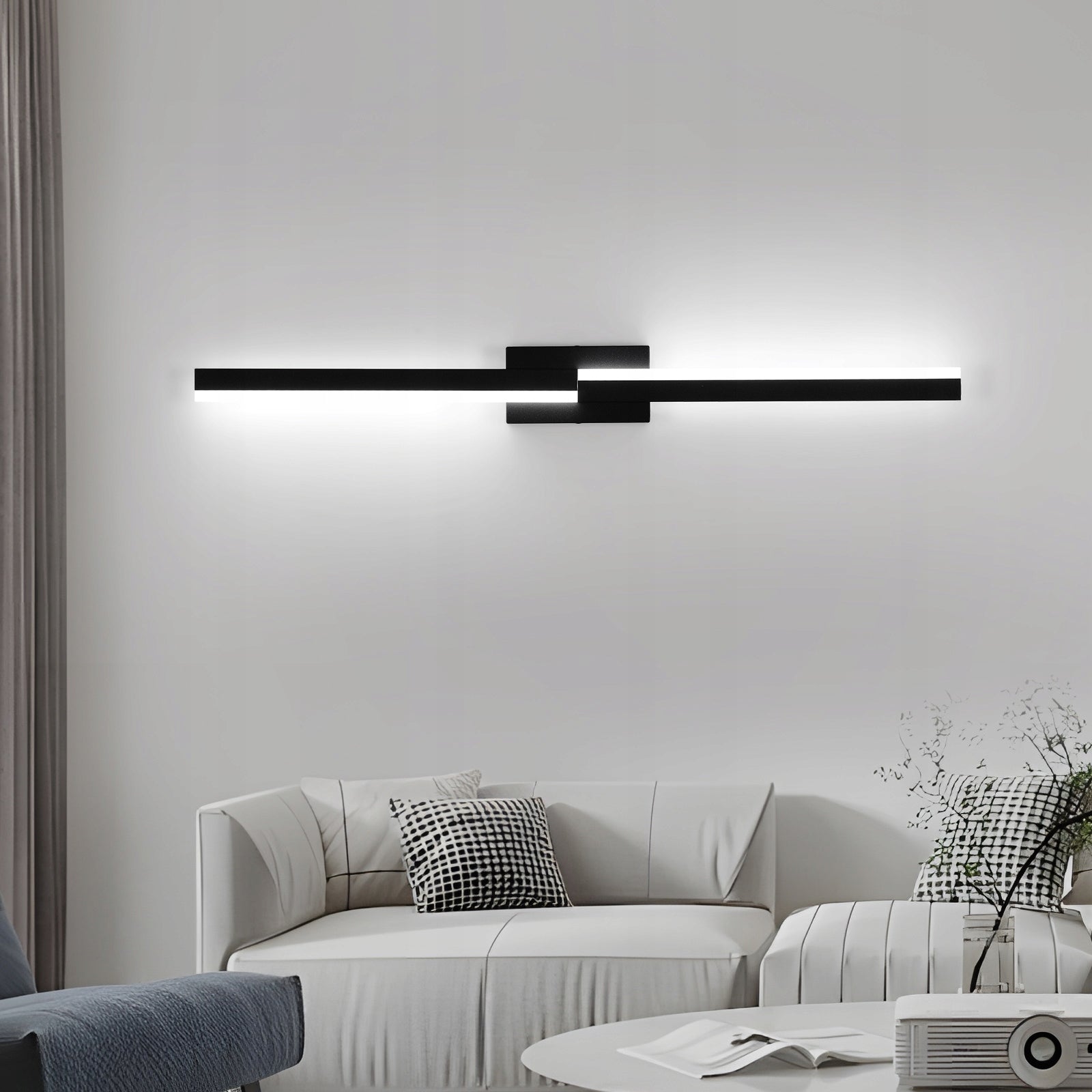 KINKIET CZARNA LAMPA LINIOWA LED SCIENNA NOWOCZESNA SALONU 6500K 12W 80CM