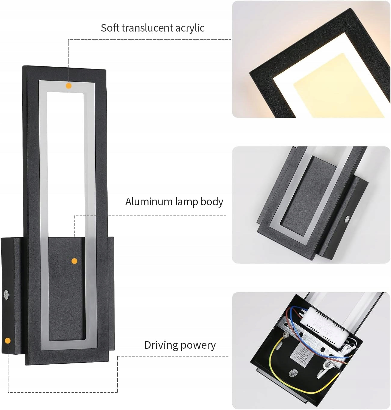 KINKIET CZARNA LAMPA ŚCIENNA LED KWADRAT NOWOCZESNA W KORYTARZ 3000K 16W Manufacturer code 30923301