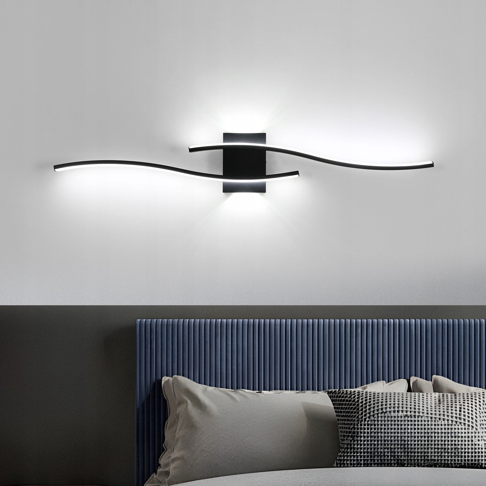 KINKIET CZARNA LAMPA SCIENNA LED NOWOCZESNA DO SALONU KORYTARZ 6500K 27W