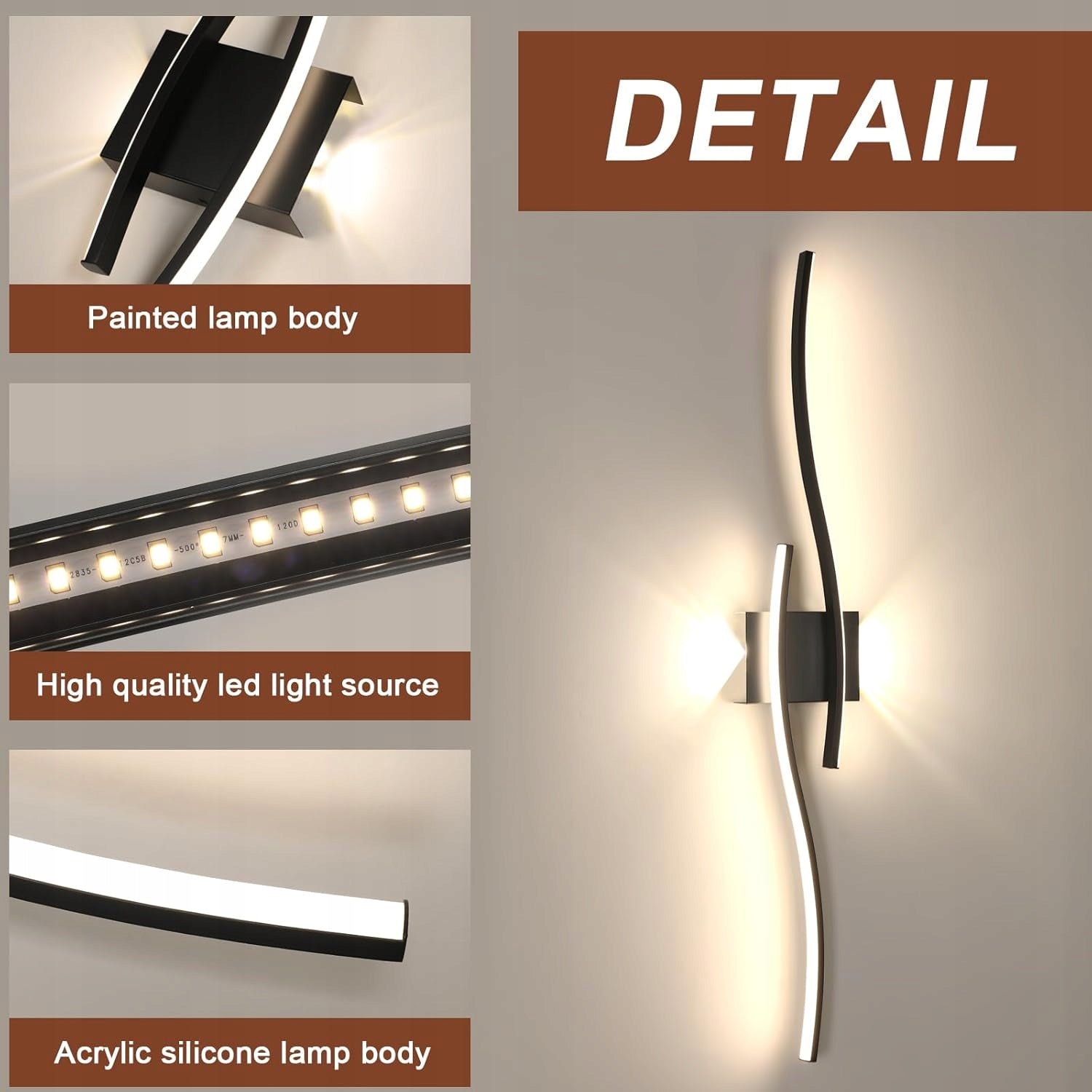 KINKIET CZARNA LAMPA SCIENNA LED NOWOCZESNA SALONU KORYTARZ 4500K 27W 89CM Manufacturer code 30923255