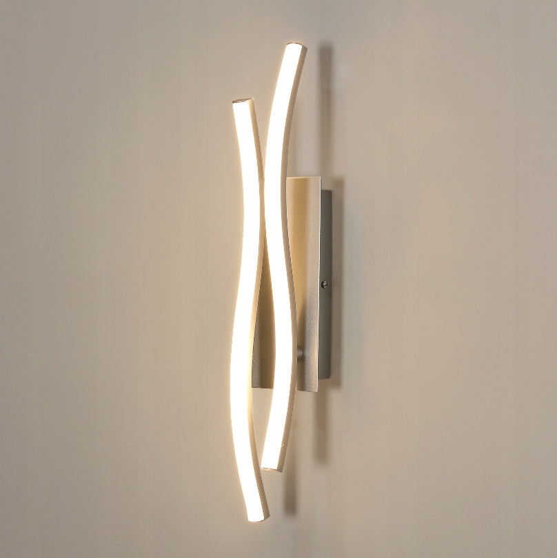 KINKIET LAMPA SCIENNA LED NOWOCZESNA SREBRO KREATYWNA 3000K DO SALONU 14W