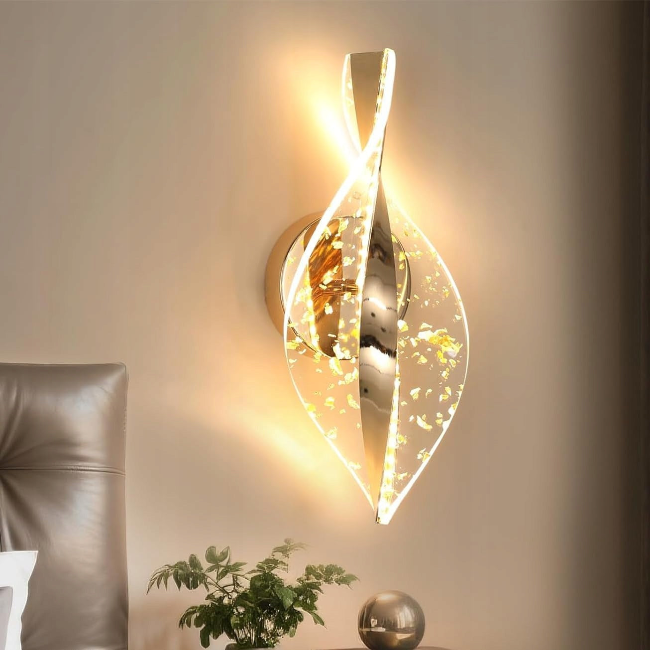 KINKIET LED LAMPA SCIENNA ZŁOTA NOWOCZESNA DO SALONU 3000K/4500K/6500K 12W