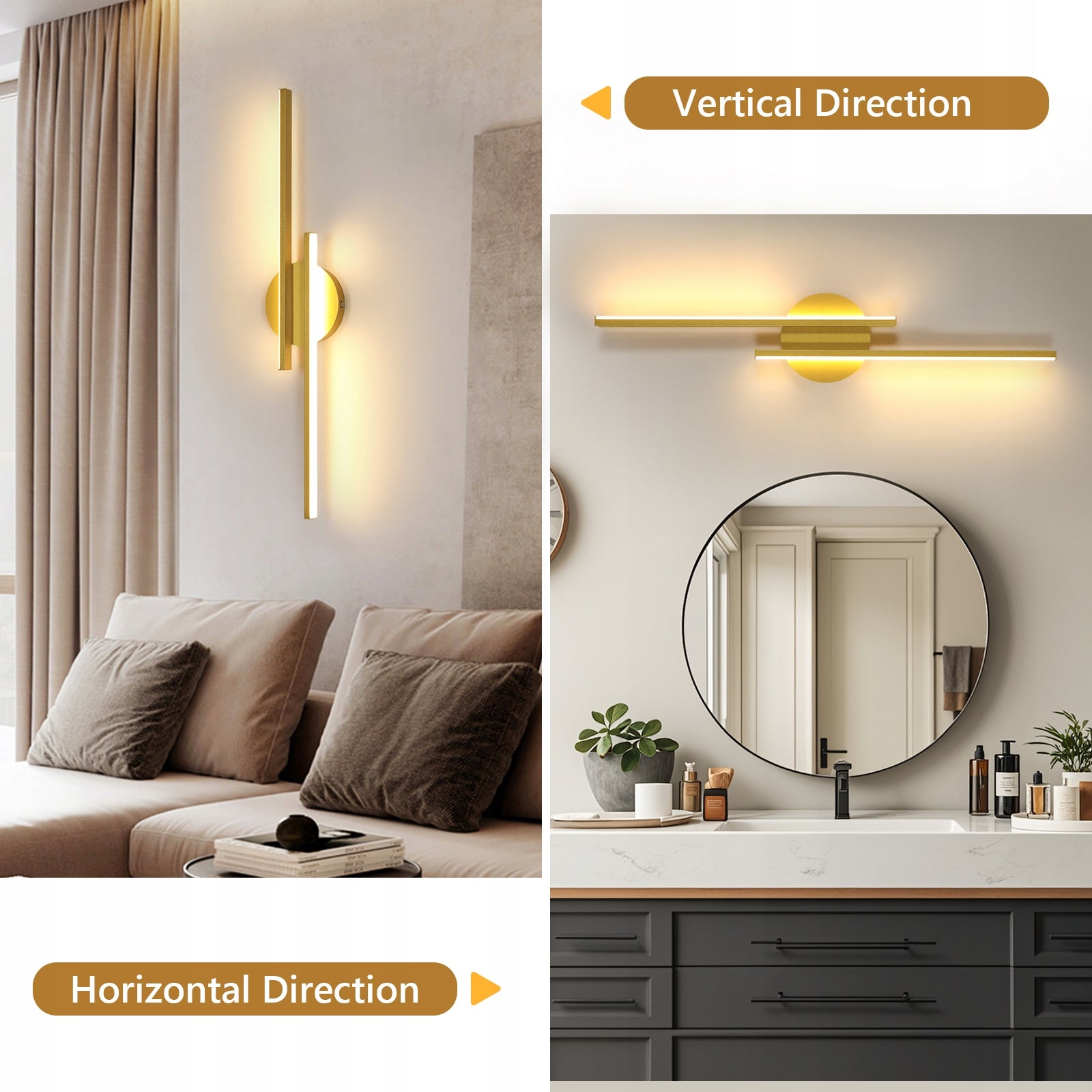 KINKIET LED LAMPA ŚCIENNY ZŁOTA NOWOCZESNA SALONU KORYTARZ 3000K 24W 60CM Manufacturer code 30876925