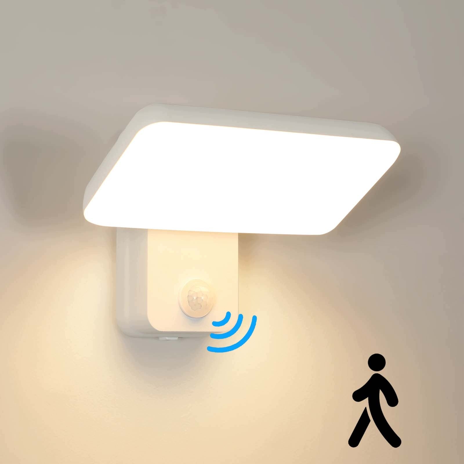 KINKIET ZEWNETRZNY LAMPA OGRODOWA BIAŁY Z CZUJNIKIEM RUCHU 16W 3000K IP65