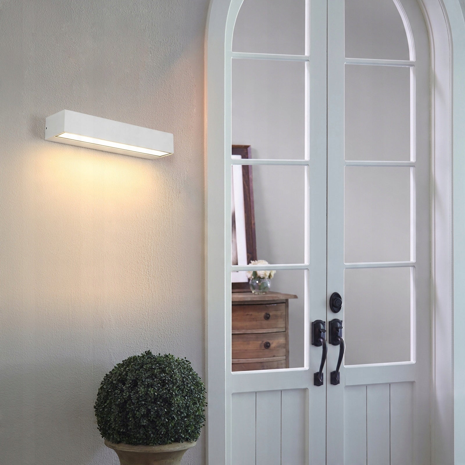 KINKIET ZEWNETRZNY LED LAMPA SCIENNA BIAŁY IP65 NOWOCZESNA 16W 3000K Color white