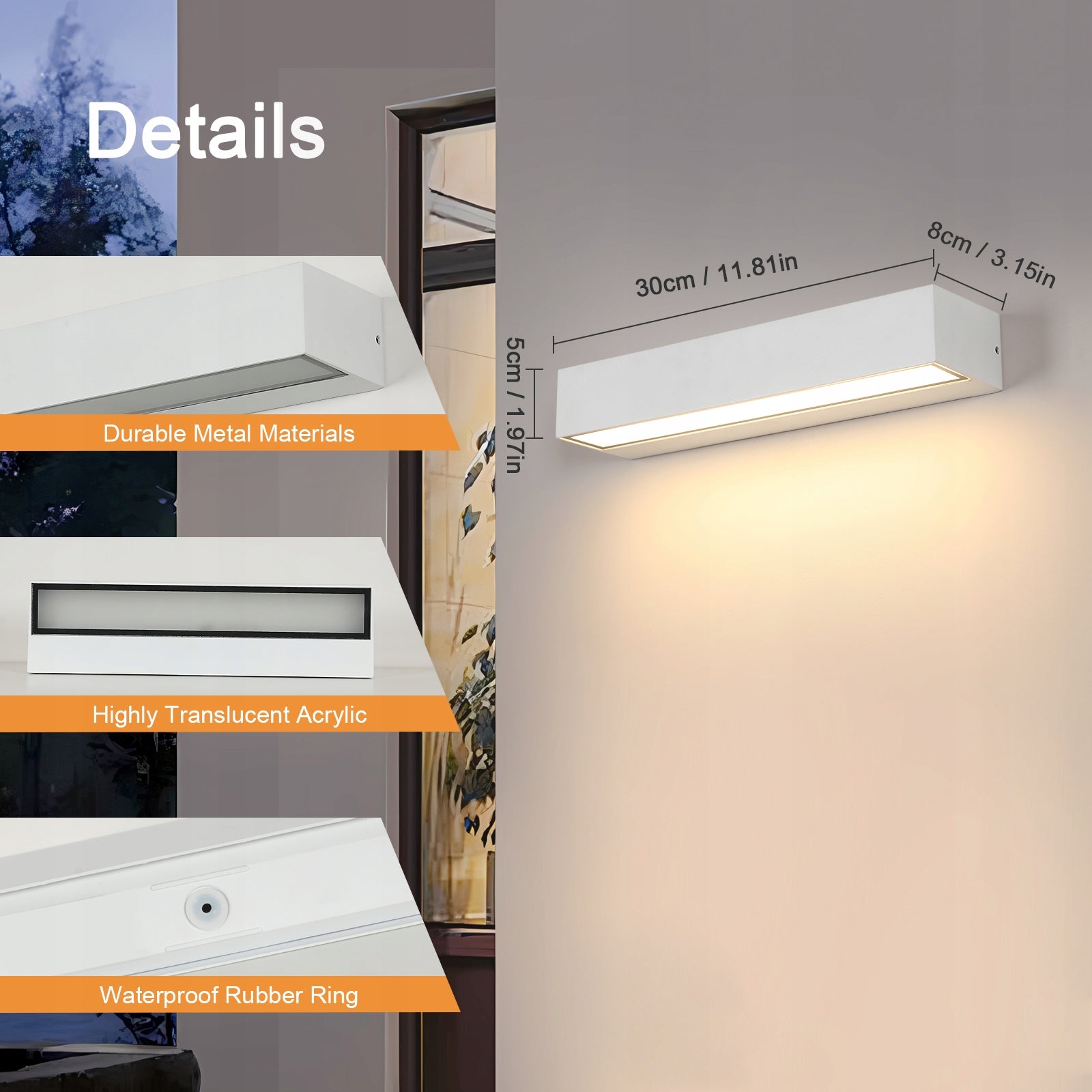 KINKIET ZEWNETRZNY LED LAMPA SCIENNA BIAŁY IP65 NOWOCZESNA 16W 3000K Manufacturer code TL-30903497
