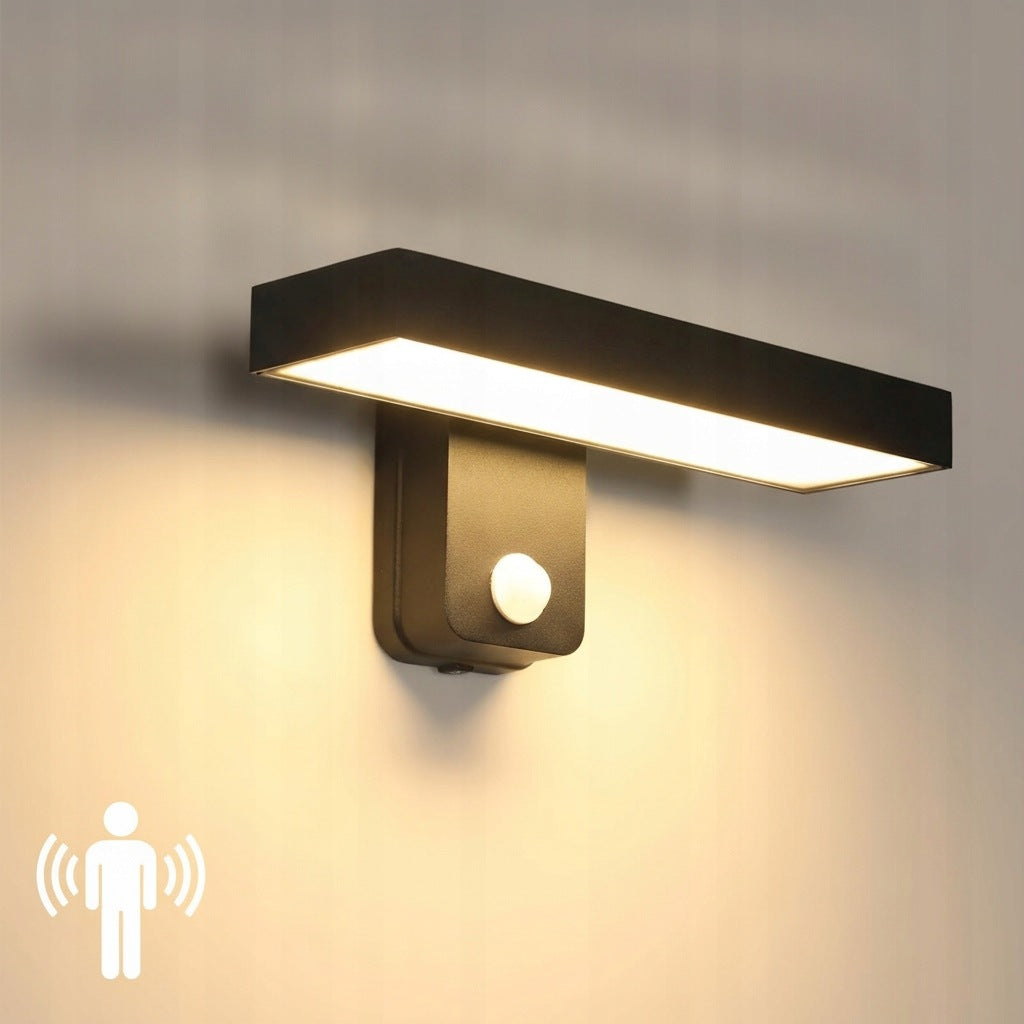 KINKIET ZEWNETRZNY LED Z CZUJNIKIEM RUCHU LAMPA SCIENNA CZARNY 3000K 17W Packaging status original
