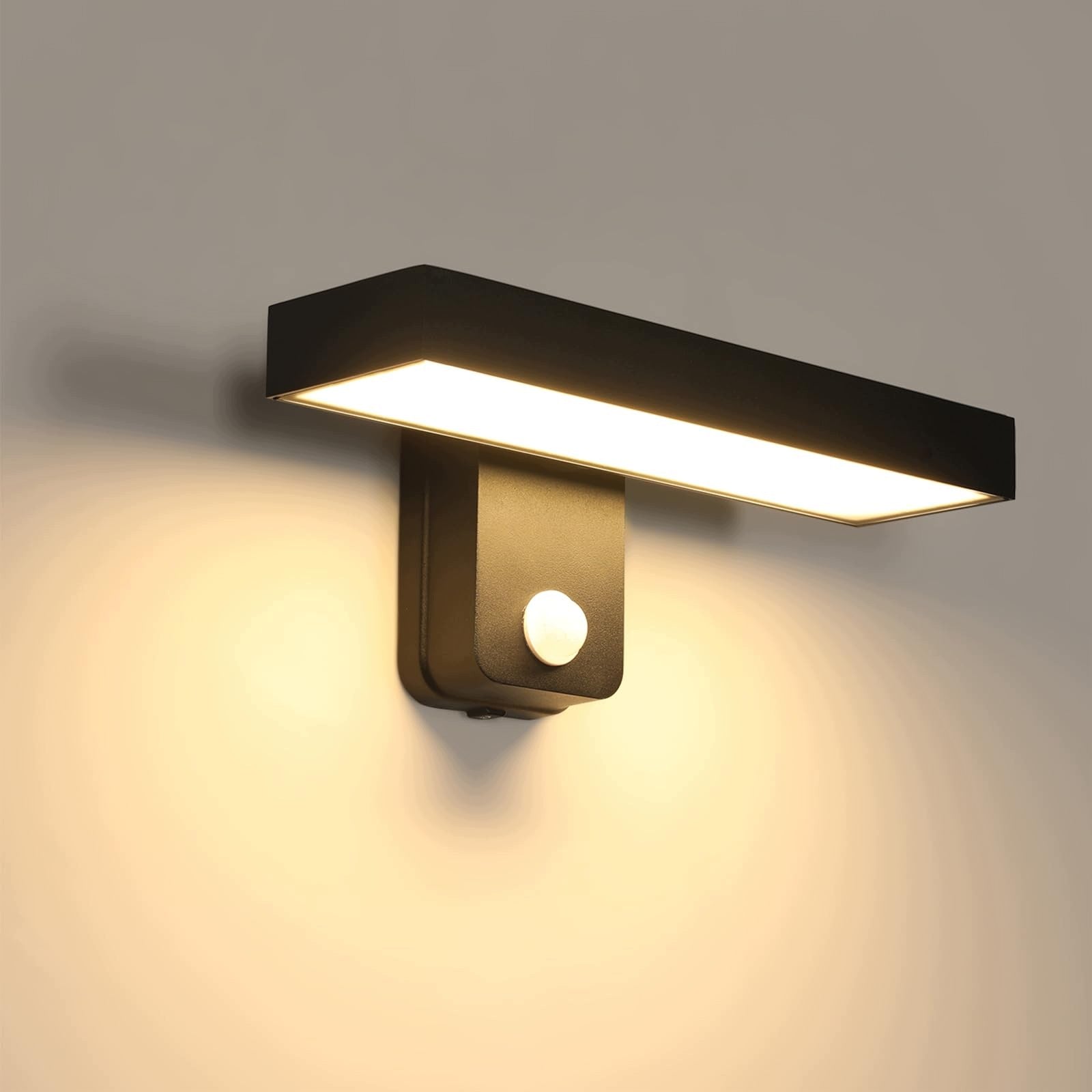 KINKIET ZEWNETRZNY LED Z CZUJNIKIEM RUCHU LAMPA SCIENNA CZARNY 3000K 17W