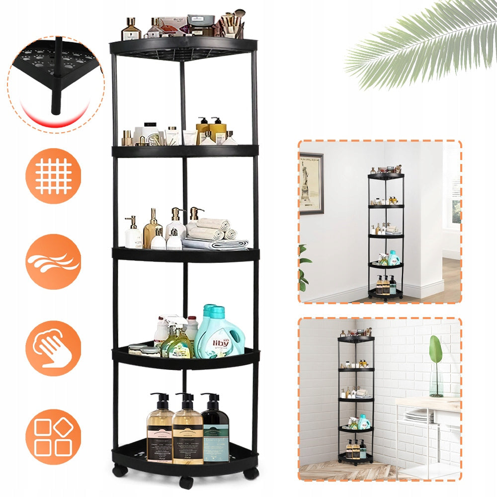 KITCHEN BATHROOM CABINET ON WHEELS MOBILE BOOKCASE UNIVERSAL 5 TIER