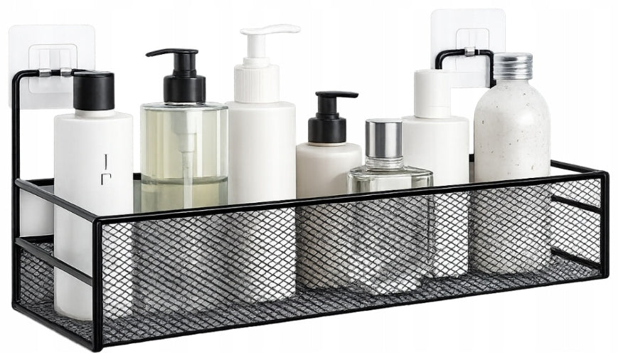 KITCHEN BATHROOM SHELF SELF ADHESIVE WALL HANGING METAL BLACK Brand no brand