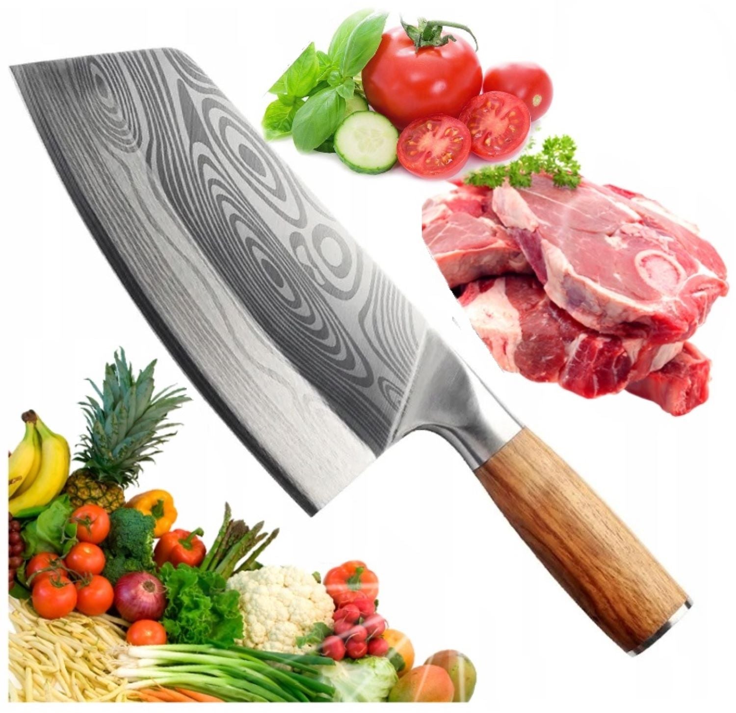KITCHEN CLEAVER CHEF'S KNIFE JAPAN SHARP FOR VEGETABLES MEAT 32 cm