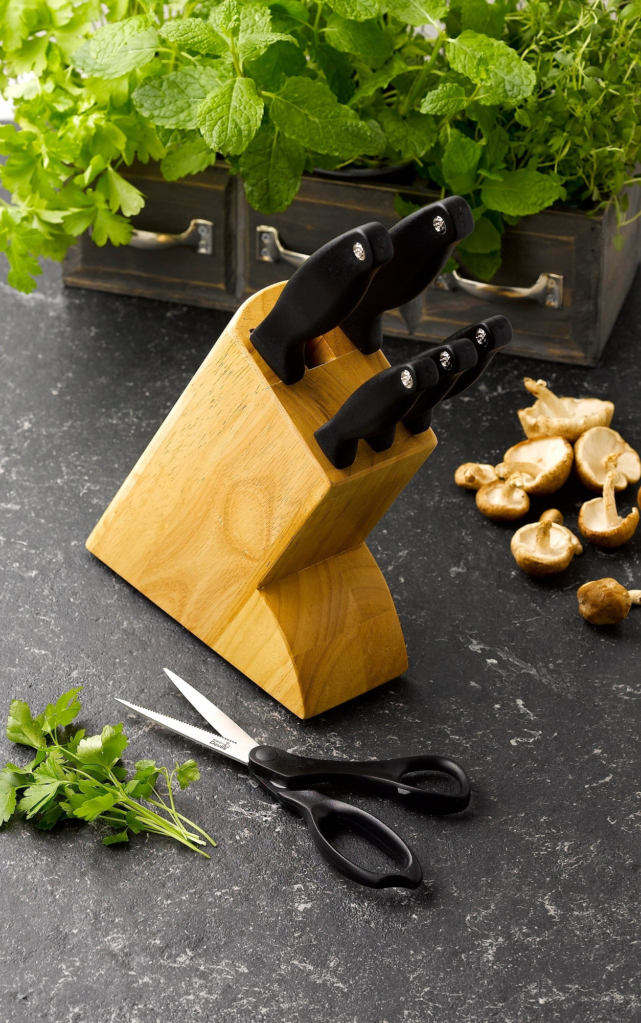 KITCHEN DEVILS Set of 5 knives + scissors in block set Lifestyle Fiskars . Brand Fiskars