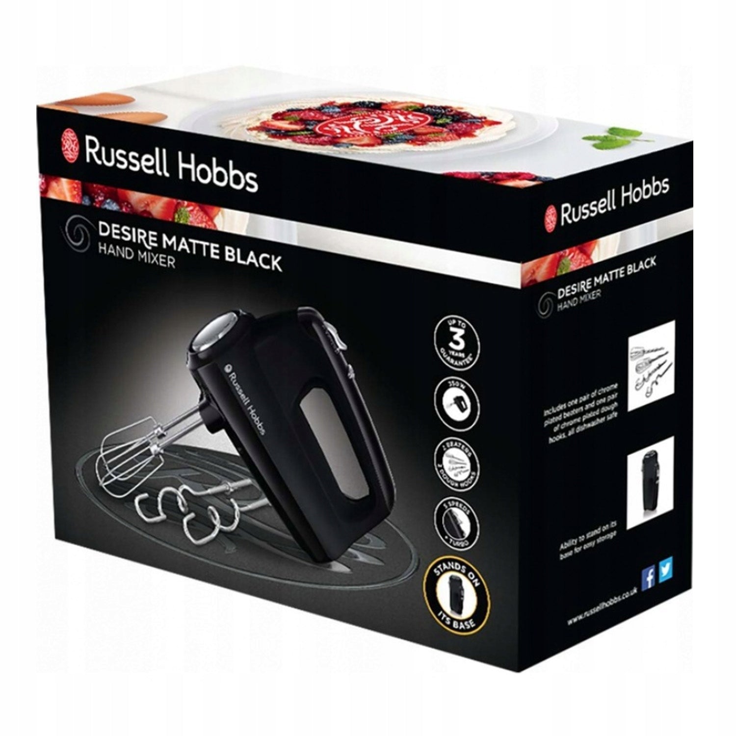 KITCHEN HAND MIXER 350 IN RUSSELL HOBBS 5 SPEED LEVELS + TURBO Power rating 350 W