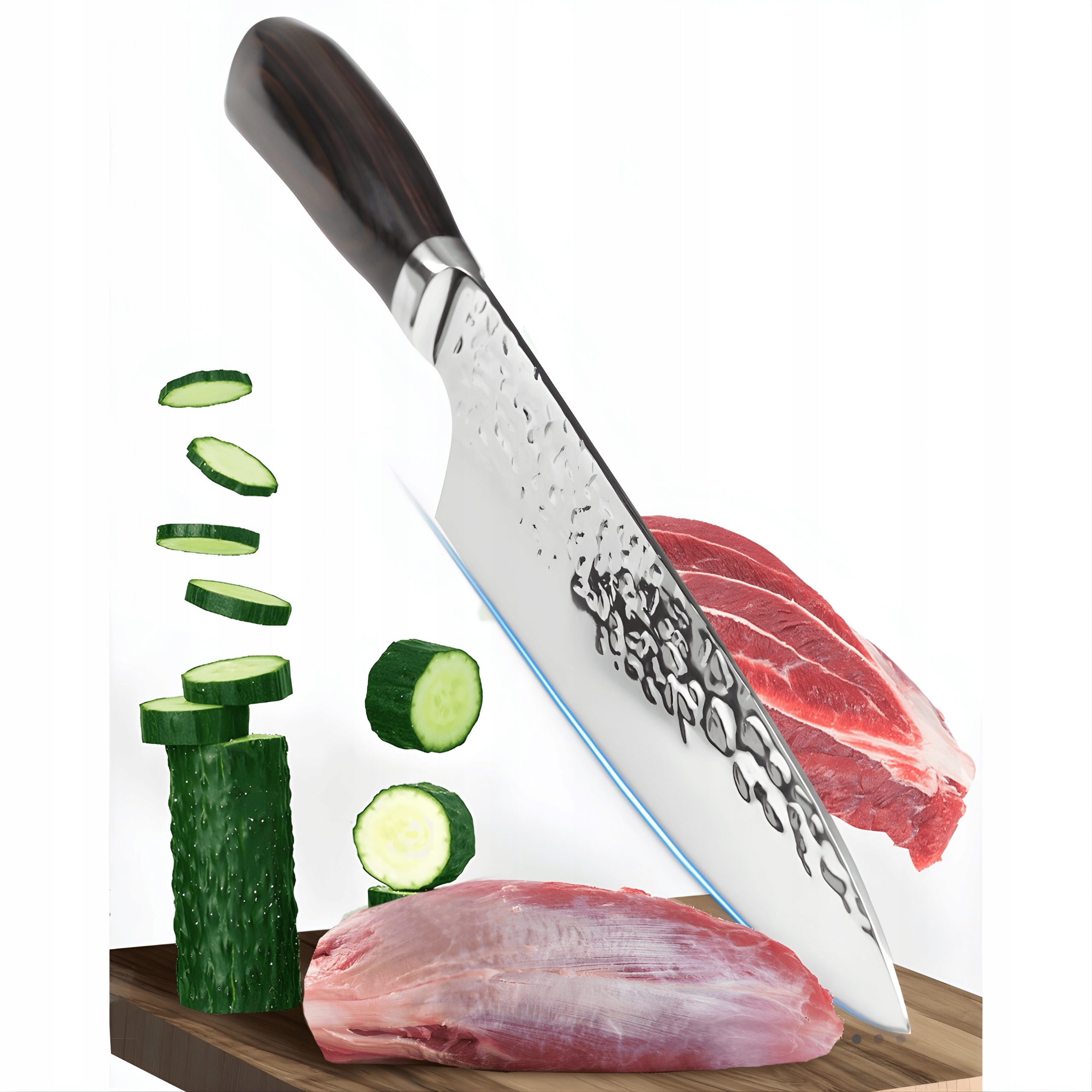 KITCHEN KNIFE Hammered Chef Universal JAPANESE STYLE 5Cr15MoV Manufacturer code Nóż szefa kuchni stal damascenska