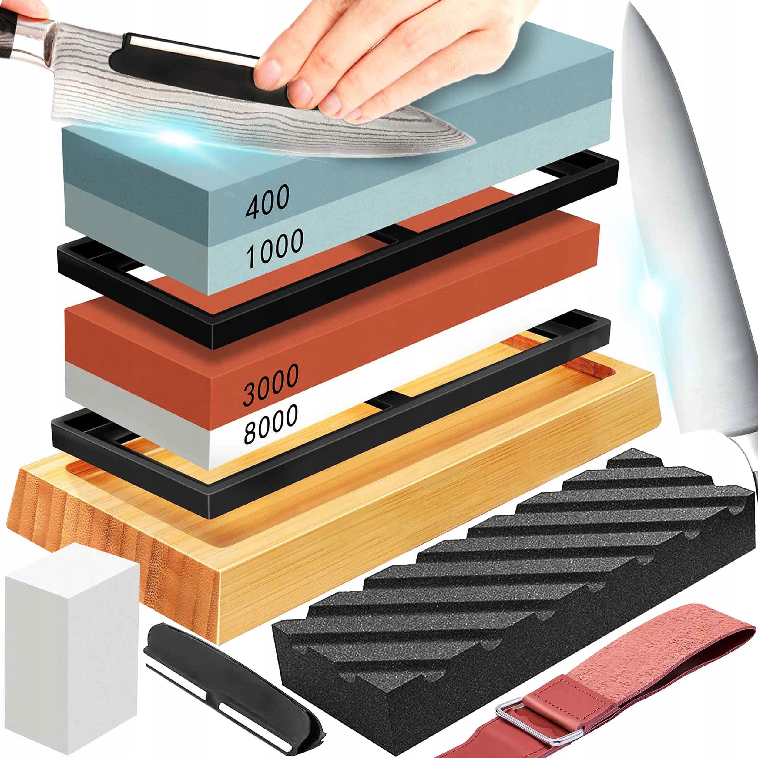 KITCHEN KNIFE SHARPENER CHISELS WATER STONE LARGEST SET 9in1 XXL