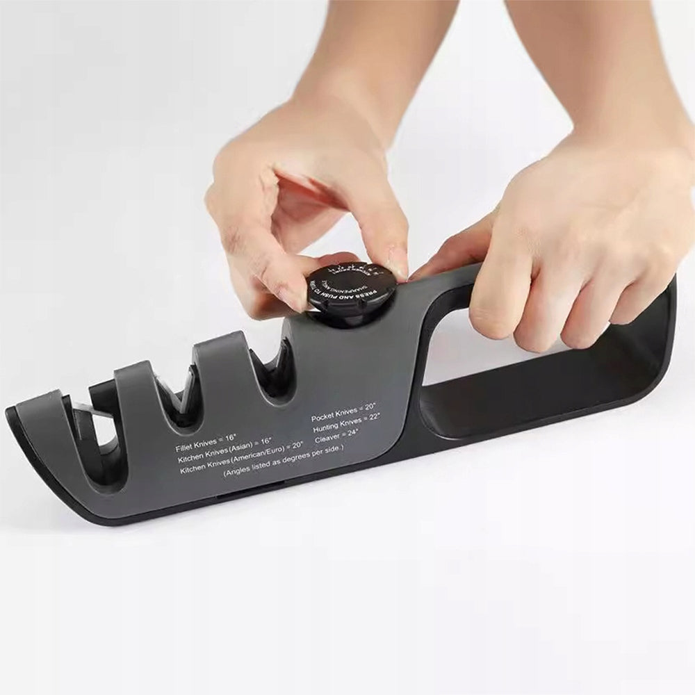 KITCHEN KNIFE SHARPENER SCISSORS THREE-PHASE WHETSTONE 3IN1 ANGLE ADJUSTMENT Packaging status original