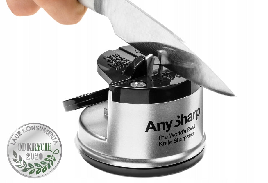 KITCHEN KNIFE SHARPENER + SPARE SHARPENING PLATES - AnySharp CLASSIC Manufacturer code ASCL-silver-KSRT3