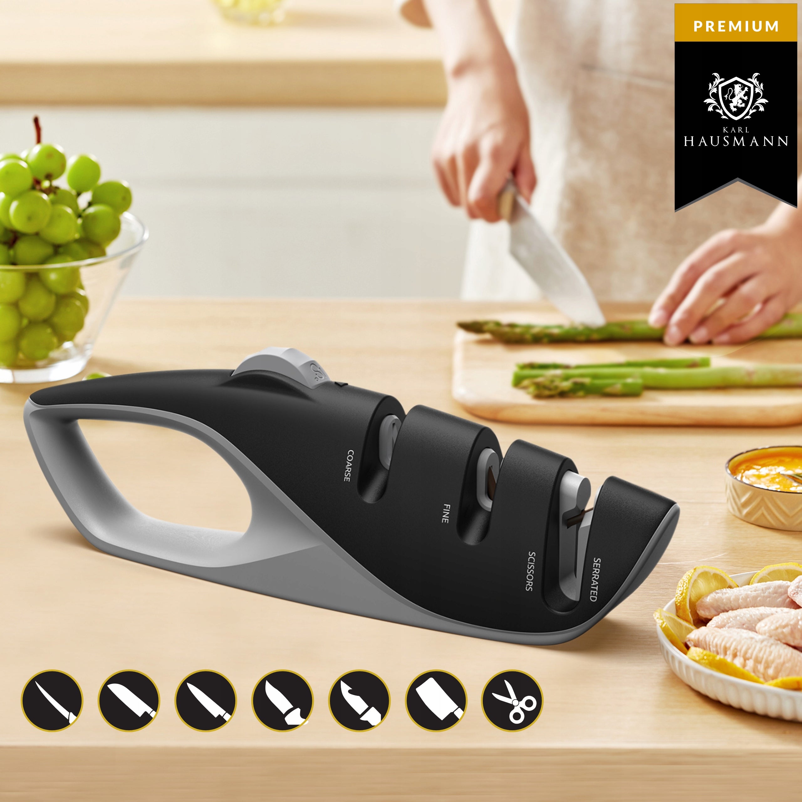 KITCHEN KNIFE SHARPENER THREE-PHASE WHETSTONE 3in1 SHARPENER ANGLE ADJUSTMENT Manufacturer code 5905155039194