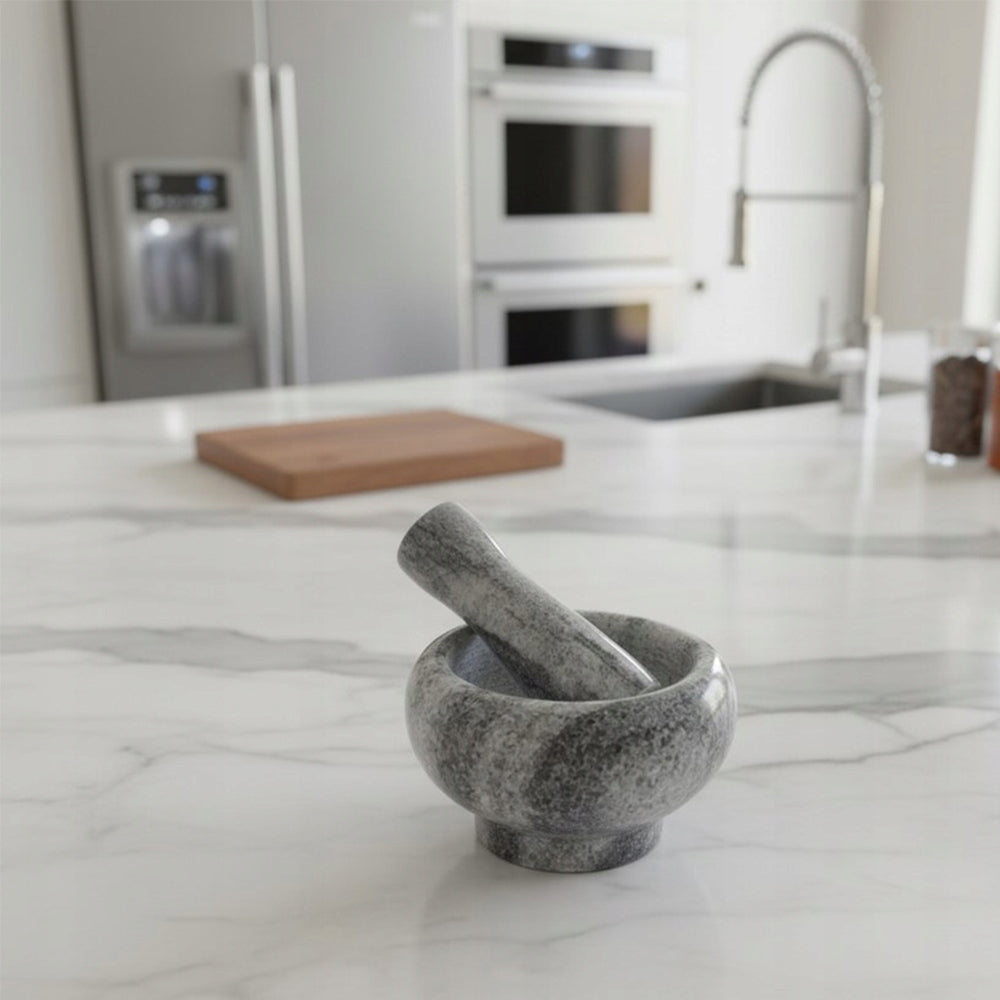KITCHEN MORTAR STONE MARBLE PESTLE FOR GRINDING SPICES HERBS Packaging status original