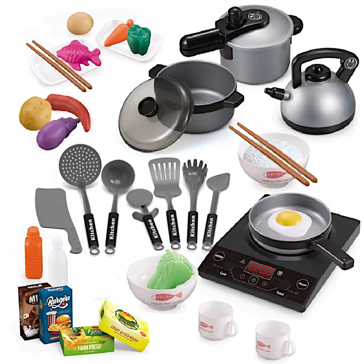 KITCHEN SET FOR CHILDREN POTS DISHES KETTLE FRYING PAN KITCHEN TOYS