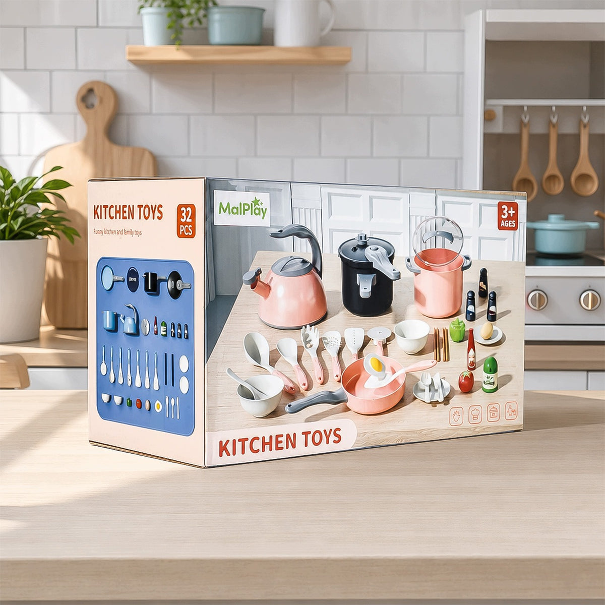 KITCHEN SET FOR CHILDREN POTS KETTLE FRYING PAN ACCESSORIES 32 EL. Manufacturer code 114992